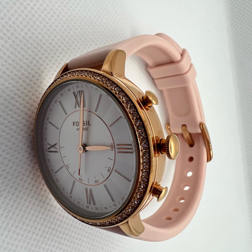 Fossil Women's Gold and Pink Hybrid Smartwatch with box